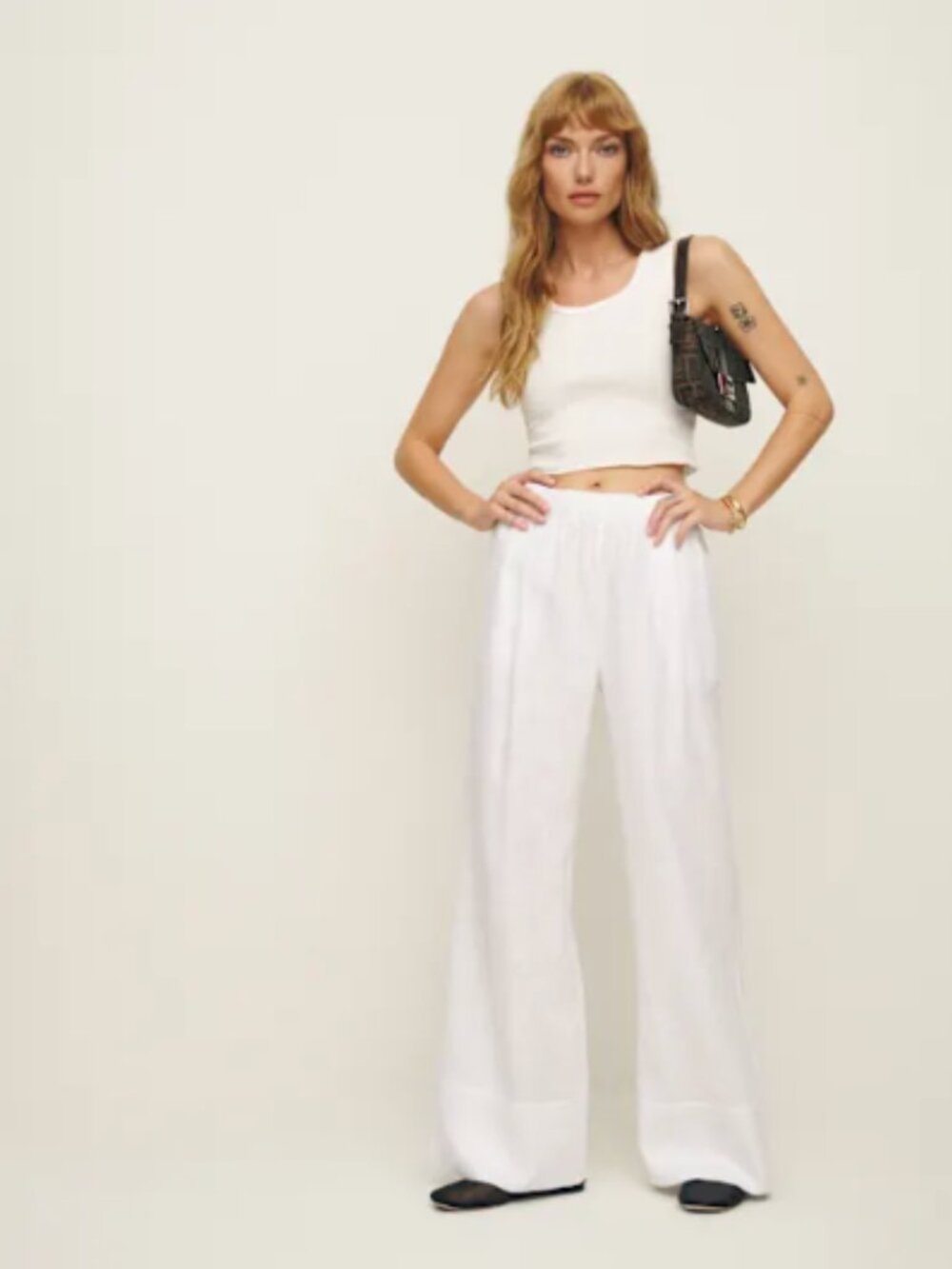Reformation Fernando Linen Wide Leg Pant Ivory - Size S - Picture 3 of 3